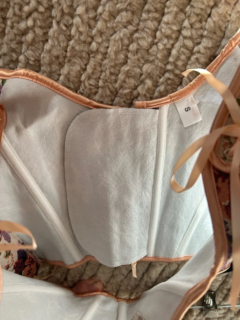 floral tapestry lace-up bustier corset crop top size small - Picture 6 of 7